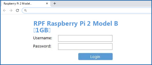 RPF Raspberry Pi 2 Model B (1GB) router default login