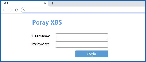 Poray X8S router default login