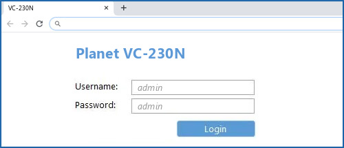 Planet VC-230N router default login