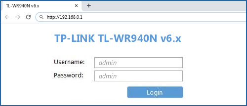 TP-LINK TL-WR940N v6.x router default login