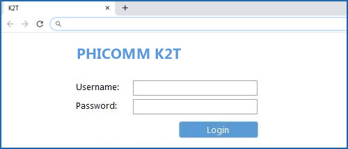 PHICOMM K2T router default login