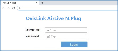 OvisLink AirLive N.Plug router default login