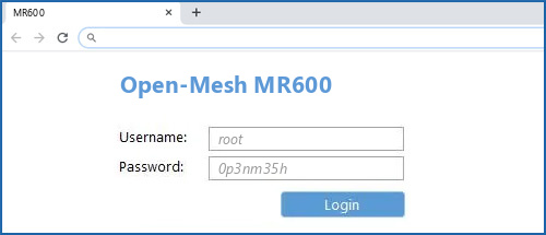 Open-Mesh MR600 router default login