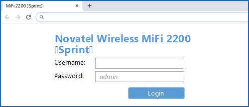 Novatel Wireless MiFi 2200 (Sprint) router default login
