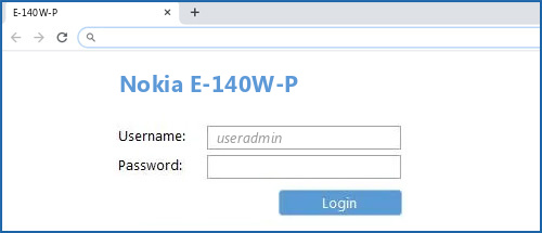 Nokia E-140W-P router default login