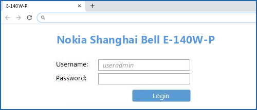 Nokia Shanghai Bell E-140W-P router default login