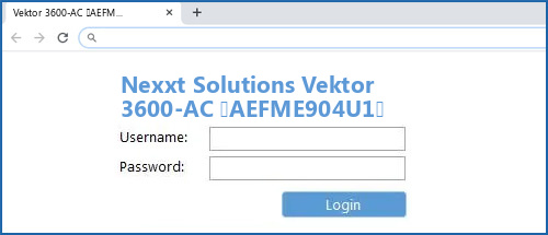 Nexxt Solutions Vektor 3600-AC (AEFME904U1) router default login