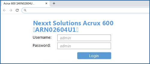 Nexxt Solutions Acrux 600 (ARN02604U1) router default login