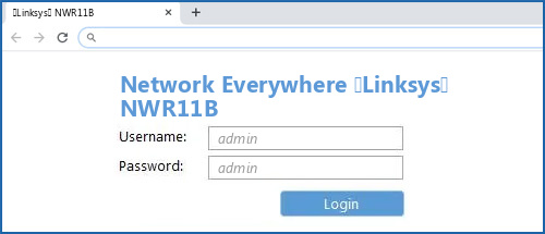 Network Everywhere (Linksys) NWR11B router default login