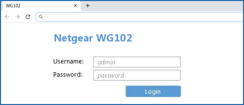 Netgear WG102 router default login