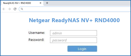 Netgear ReadyNAS NV+ RND4000 router default login
