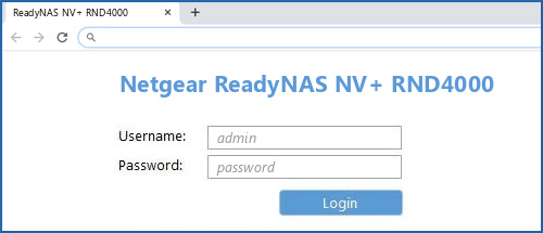 Netgear ReadyNAS NV+ RND4000 router default login