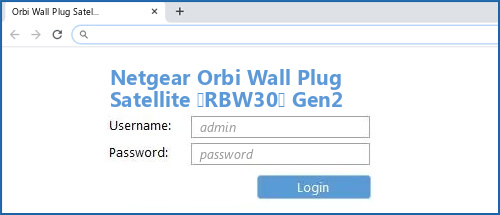 Netgear Orbi Wall Plug Satellite (RBW30) Gen2 router default login