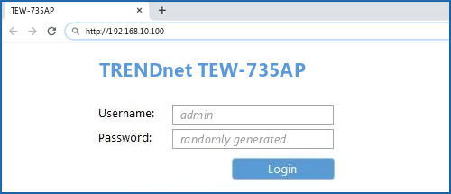 TRENDnet TEW-735AP router default login