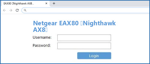 Netgear EAX80 (Nighthawk AX8) router default login