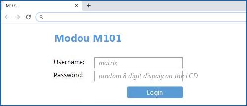 Modou M101 router default login