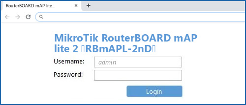 MikroTik RouterBOARD mAP lite 2 (RBmAPL-2nD) router default login