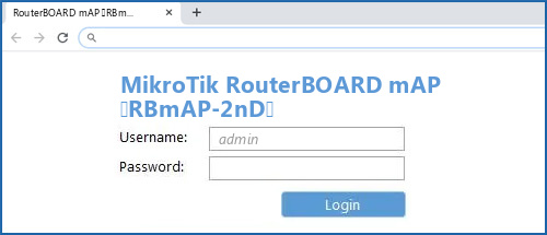 MikroTik RouterBOARD mAP (RBmAP-2nD) router default login