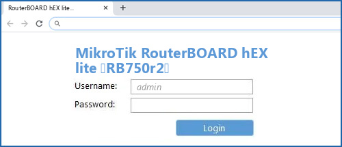 MikroTik RouterBOARD hEX lite (RB750r2) router default login