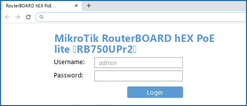 MikroTik RouterBOARD hEX PoE lite (RB750UPr2) router default login