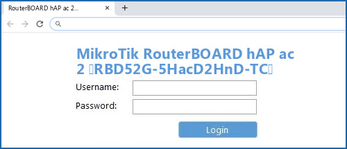 MikroTik RouterBOARD hAP ac 2 (RBD52G-5HacD2HnD-TC) router default login