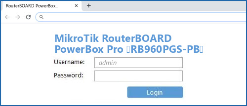 MikroTik RouterBOARD PowerBox Pro (RB960PGS-PB) router default login