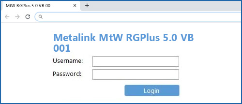 Metalink MtW RGPlus 5.0 VB 001 router default login