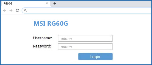 MSI RG60G router default login