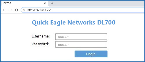 Quick Eagle Networks DL700 router default login