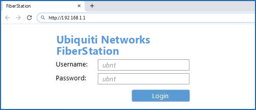 Ubiquiti Networks FiberStation router default login