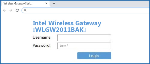 Intel Wireless Gateway (WLGW2011BAK) router default login