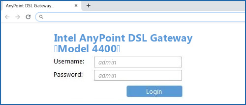 Intel AnyPoint DSL Gateway (Model 4400) router default login
