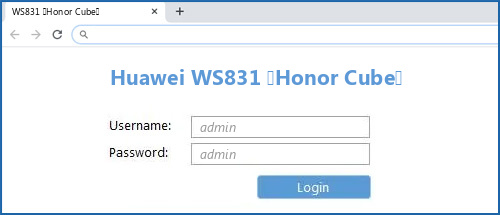 Huawei WS831 (Honor Cube) router default login