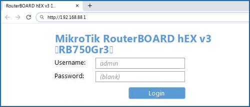 MikroTik RouterBOARD hEX v3 (RB750Gr3) router default login