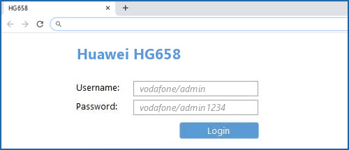 Huawei HG658 router default login