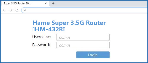 Hame Super 3.5G Router (HM-432R) router default login