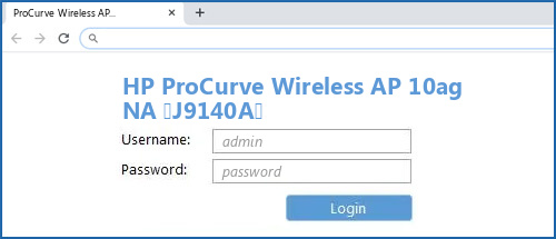 HP ProCurve Wireless AP 10ag NA (J9140A) router default login