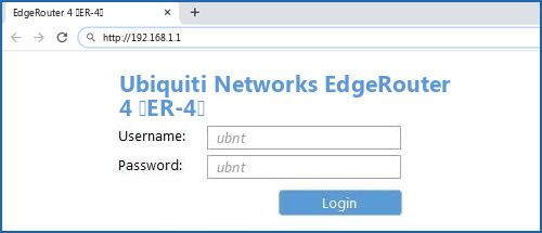 Ubiquiti Networks EdgeRouter 4 (ER-4) router default login