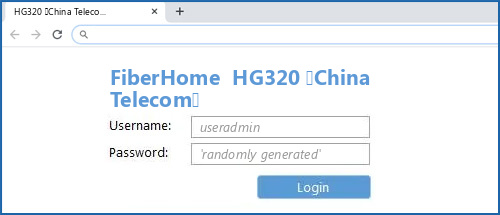 FiberHome  HG320 (China Telecom)  router default login