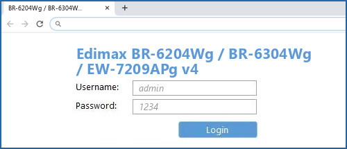 Edimax BR-6204Wg / BR-6304Wg / EW-7209APg v4 router default login