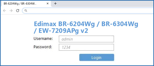 Edimax BR-6204Wg / BR-6304Wg / EW-7209APg v2 router default login