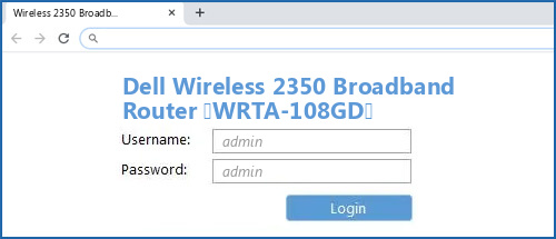 Dell Wireless 2350 Broadband Router (WRTA-108GD) router default login