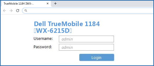 Dell TrueMobile 1184 (WX-6215D) router default login