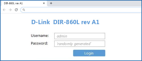 D-Link  DIR-860L rev A1  router default login