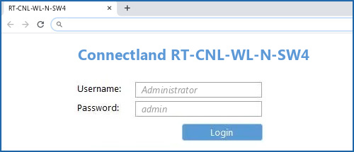 Connectland RT-CNL-WL-N-SW4 router default login