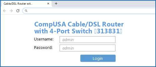 CompUSA Cable/DSL Router with 4-Port Switch (313831) router default login