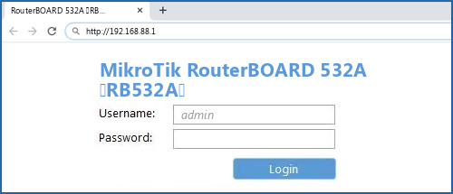 MikroTik RouterBOARD 532A (RB532A) router default login