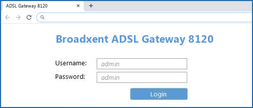 Broadxent ADSL Gateway 8120 router default login