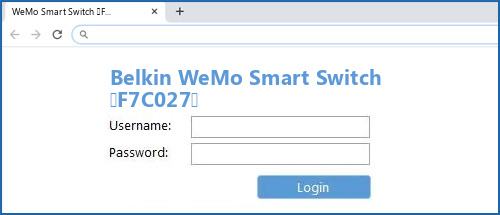 Belkin WeMo Smart Switch (F7C027) router default login