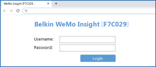 Belkin WeMo Insight (F7C029) router default login